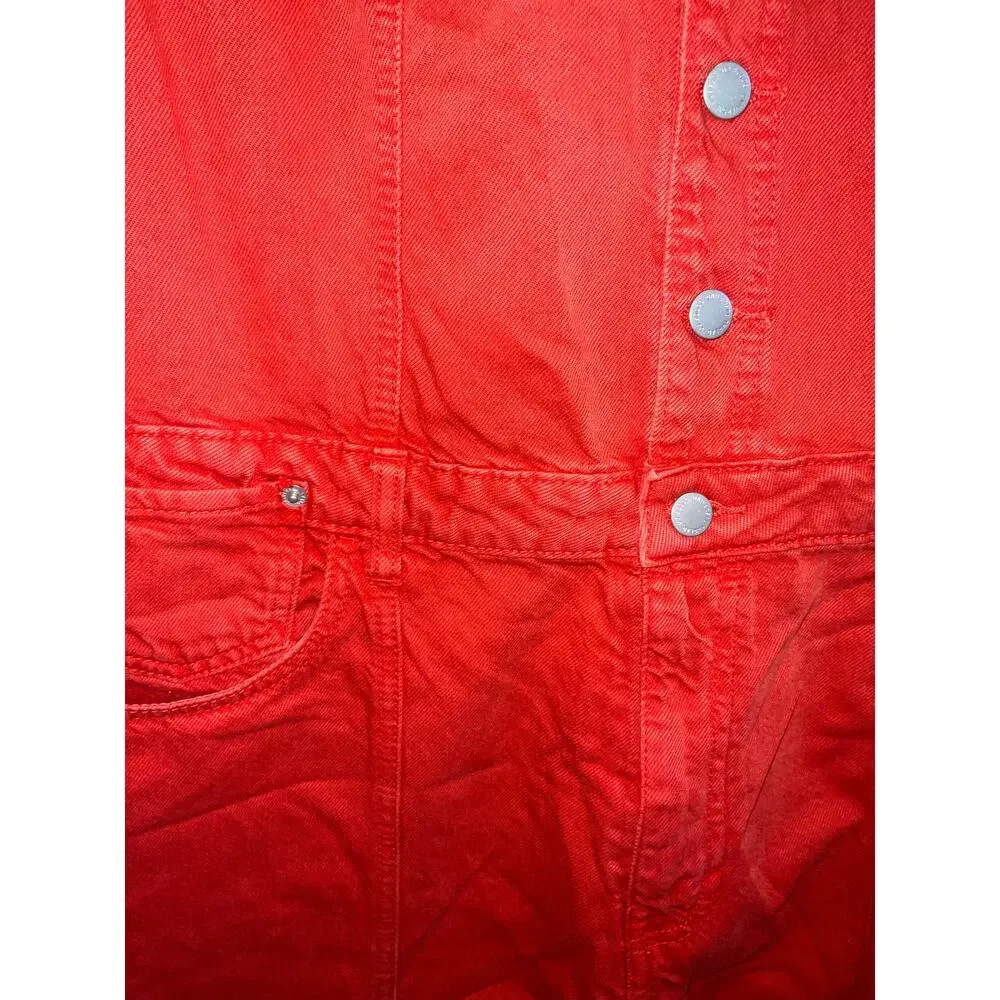 Universal Thread Red Cropped Sleeveless Wide Leg Denim Jumpsuit Size 14